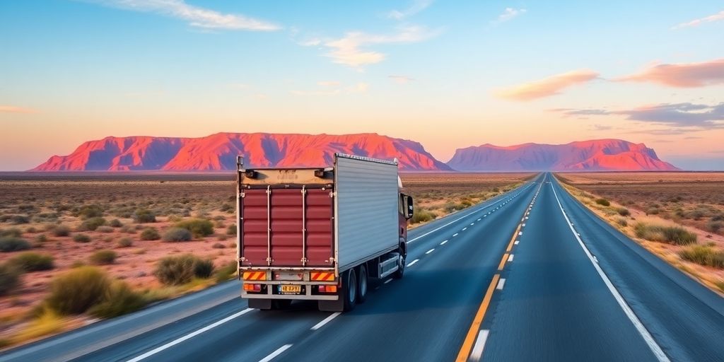 Truck on Australian highway representing freight transport.