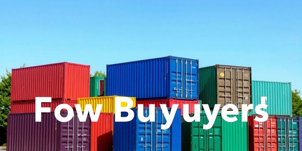 Colourful shipping containers in an outdoor setting.