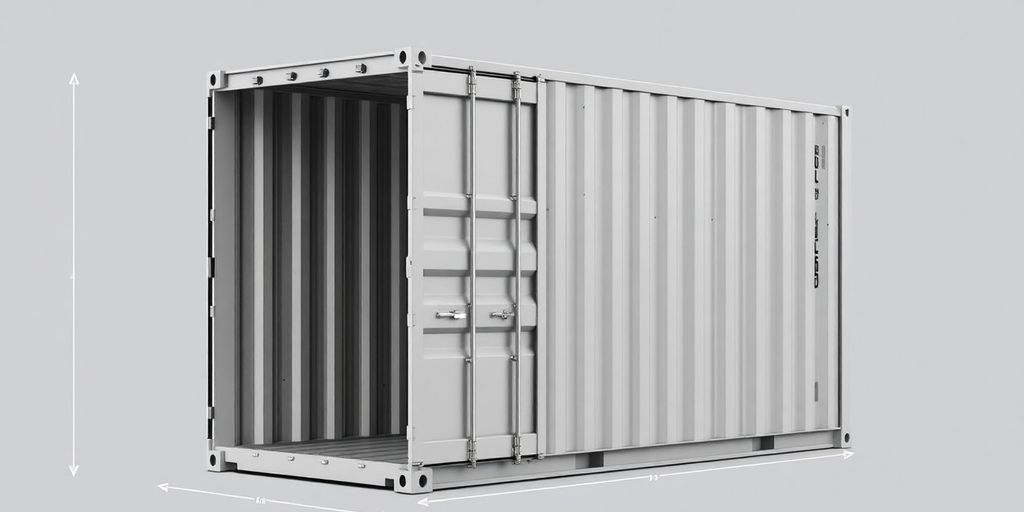 Photograph of a 20ft shipping container dimensions.