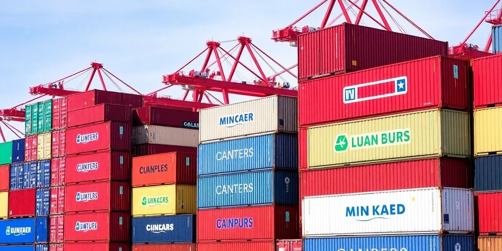 Colourful shipping containers at a NSW port.